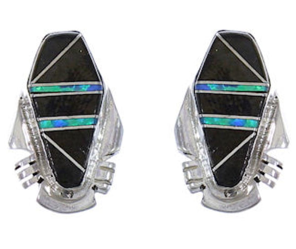 Jet Blue Opal Inlay Jewelry Southwest Post Earrings PX43038